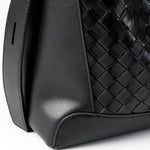 Tauriel | Black Woven Leather Crossbody Bag – Sleek & Timeless Design - in Black | Arvea Bags