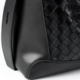 Tauriel | Black Woven Leather Crossbody Bag – Sleek & Timeless Design - in Black | Arvea Bags