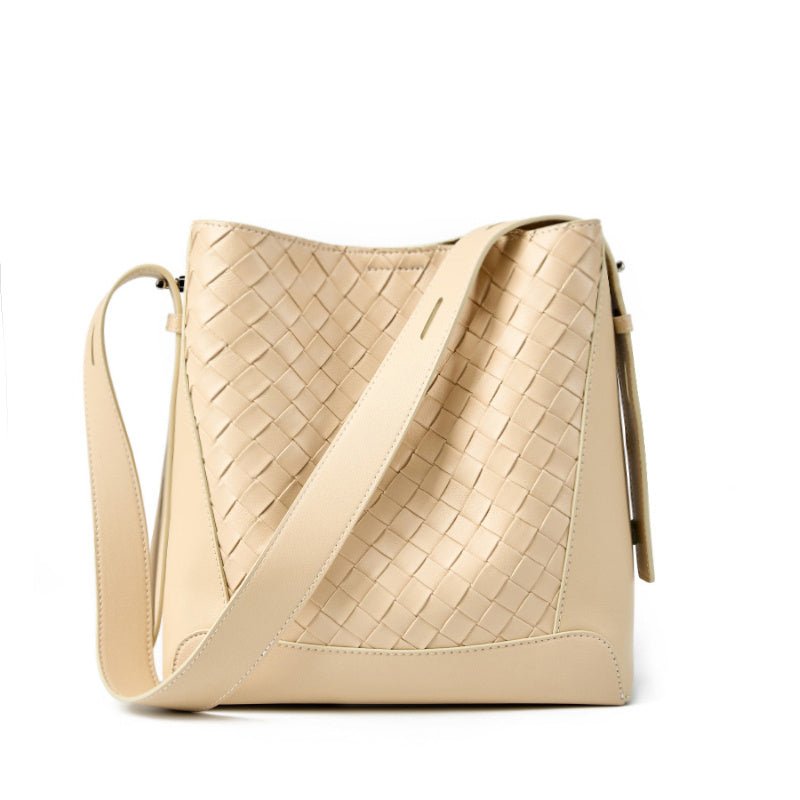 Tauriel | Black Woven Leather Crossbody Bag – Sleek & Timeless Design - in Khaki | Arvea Bags