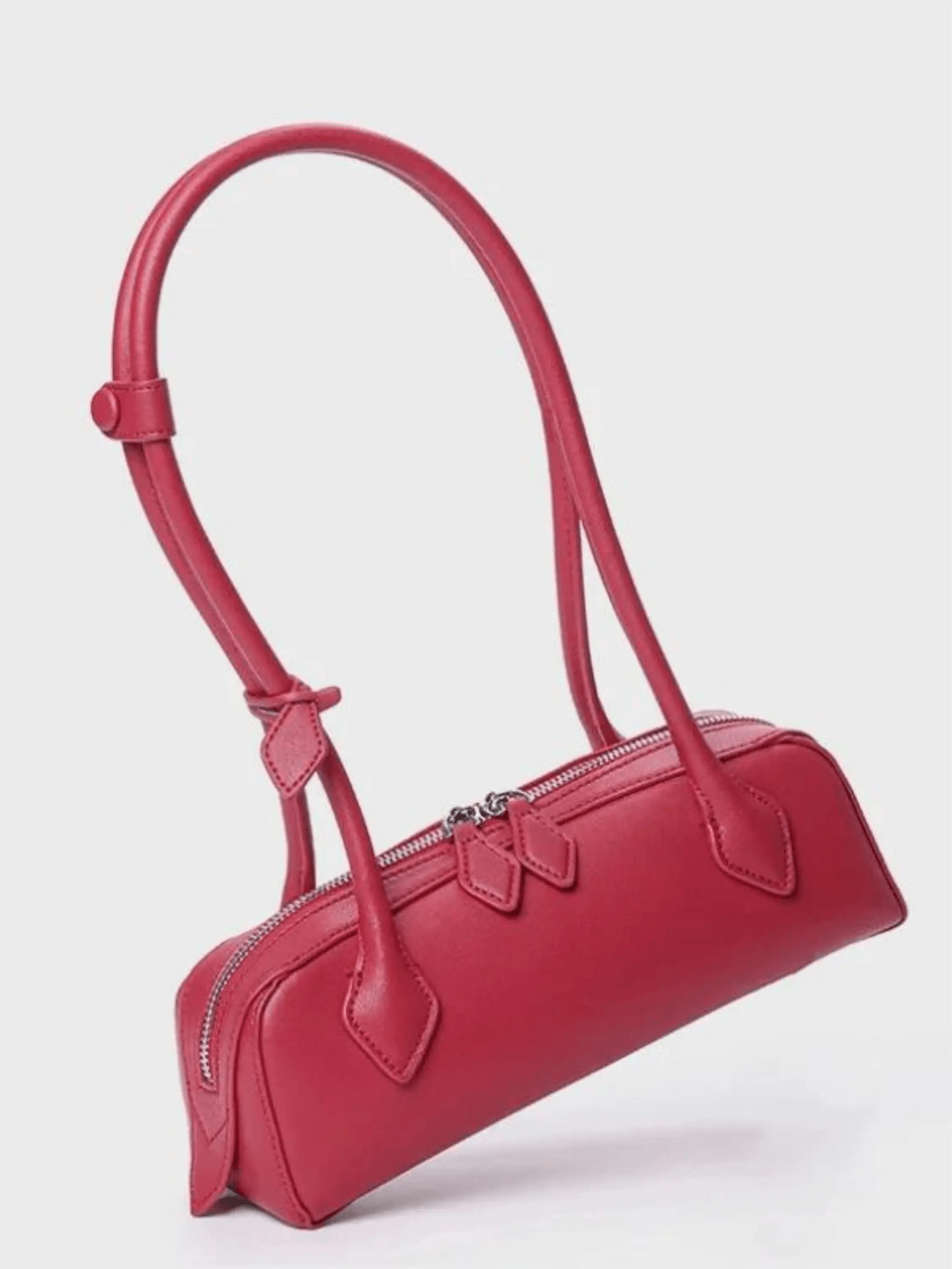 Tessaria | White Leather Shoulder Bag – Elegant & Minimalist - in Red | Arvea Bags