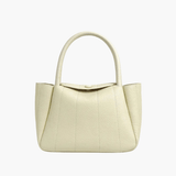 Tessoria | Green Pebbled Leather Tote – Bold & Elegant - in Light Beige | Arvea Bags