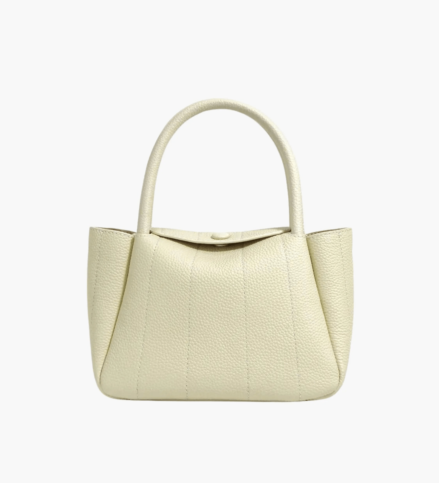 Tessoria | Green Pebbled Leather Tote – Bold & Elegant - in Light Beige | Arvea Bags