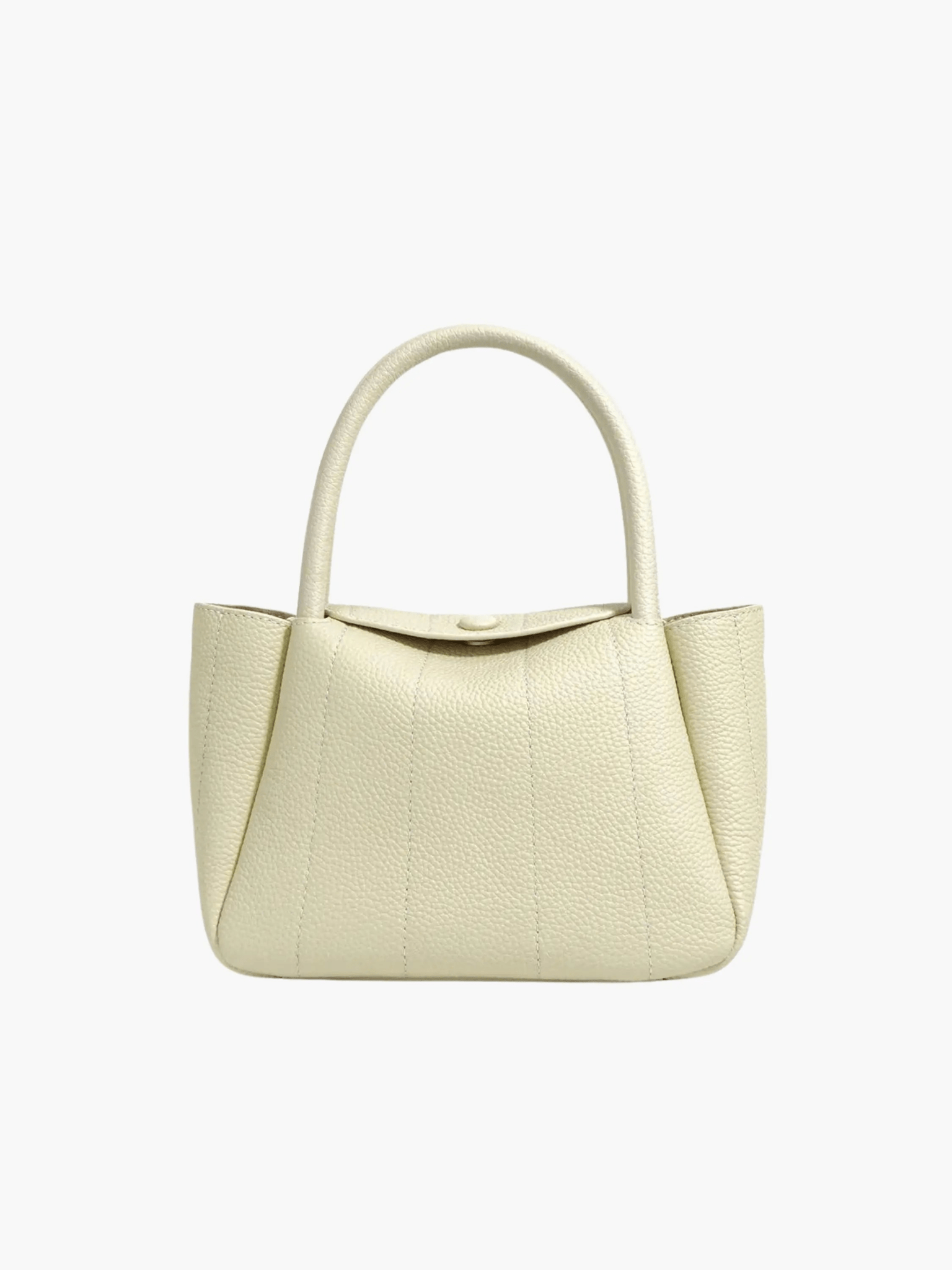 Tessoria | Green Pebbled Leather Tote – Bold & Elegant - in Light Beige | Arvea Bags