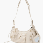 Thalina | Black Studded Shoulder Bag – Edgy & Stylish - in Beige | Arvea Bags