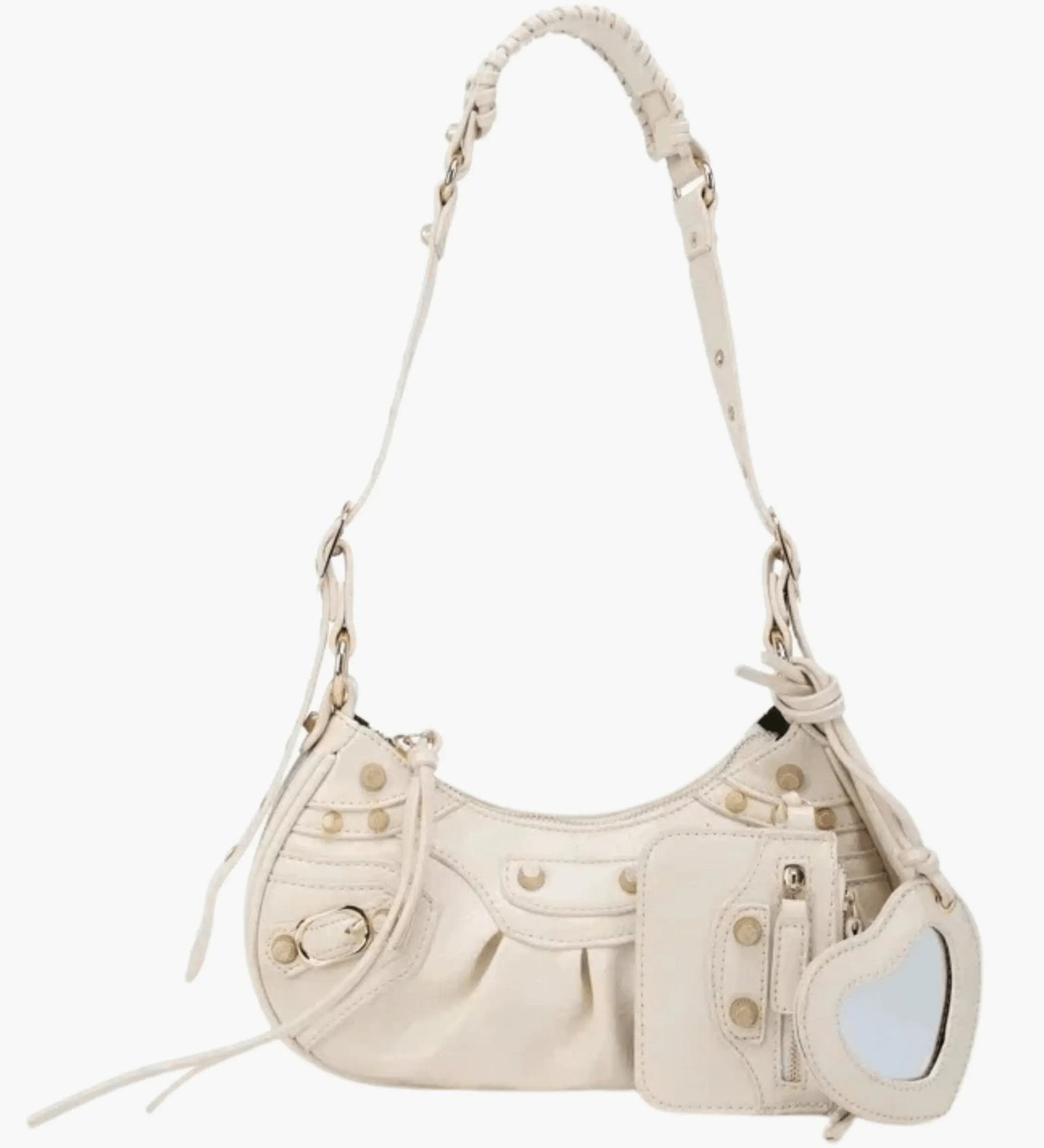 Thalina | Black Studded Shoulder Bag – Edgy & Stylish - in Beige | Arvea Bags