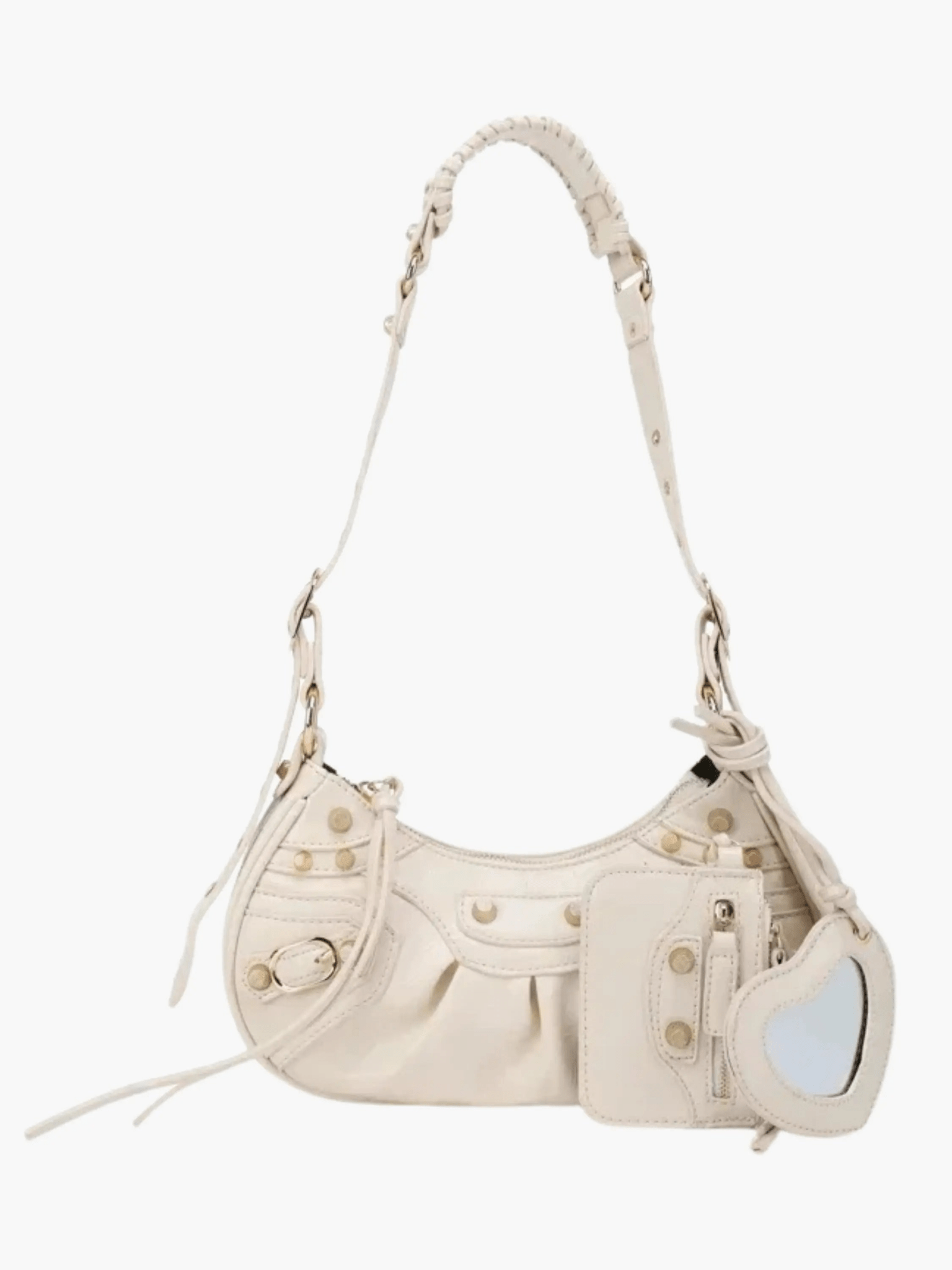 Thalina | Black Studded Shoulder Bag – Edgy & Stylish - in Beige | Arvea Bags