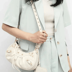 Thalina | Black Studded Shoulder Bag – Edgy & Stylish - in Black | Arvea Bags