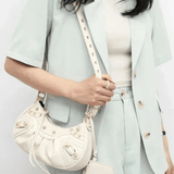 Thalina | Black Studded Shoulder Bag – Edgy & Stylish - in Black | Arvea Bags