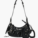 Thalina | Black Studded Shoulder Bag – Edgy & Stylish - in Black | Arvea Bags