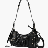 Thalina | Black Studded Shoulder Bag – Edgy & Stylish - in Black | Arvea Bags
