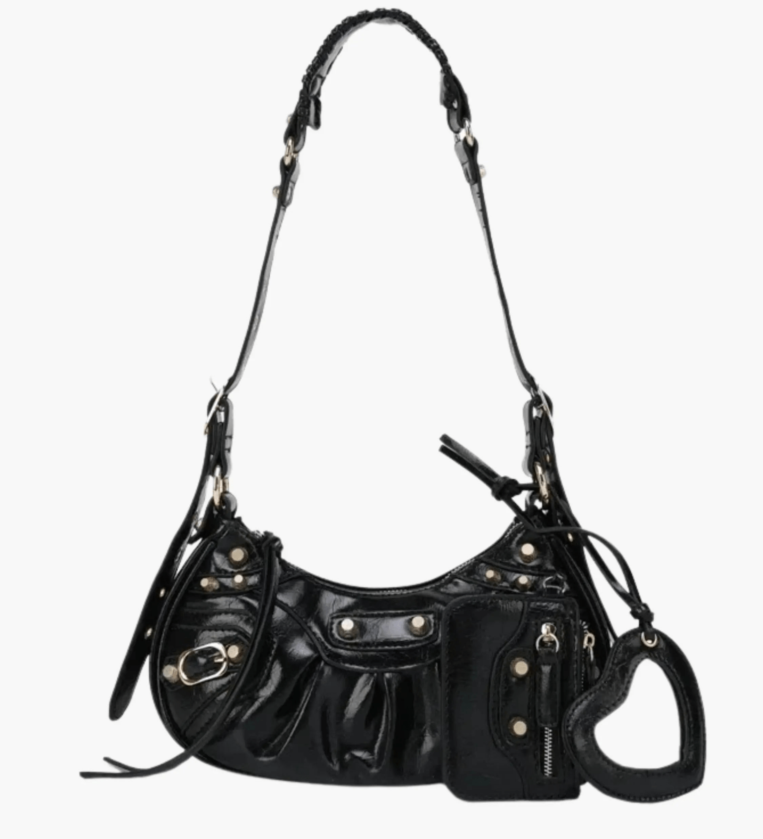 Thalina | Black Studded Shoulder Bag – Edgy & Stylish - in Black | Arvea Bags