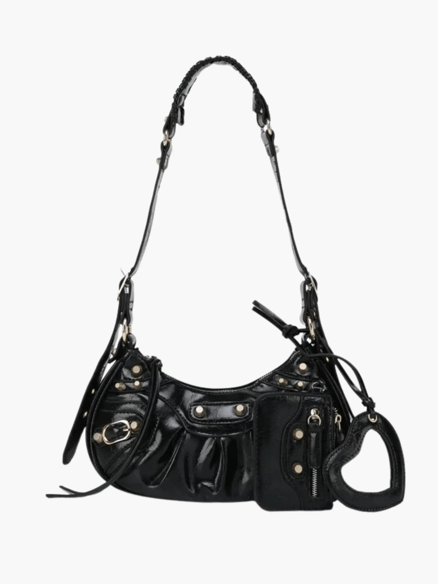Thalina | Black Studded Shoulder Bag – Edgy & Stylish - in Black | Arvea Bags