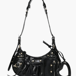Thalina | Black Studded Shoulder Bag – Edgy & Stylish - in Black | Arvea Bags