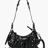 Thalina | Black Studded Shoulder Bag – Edgy & Stylish - in Black | Arvea Bags