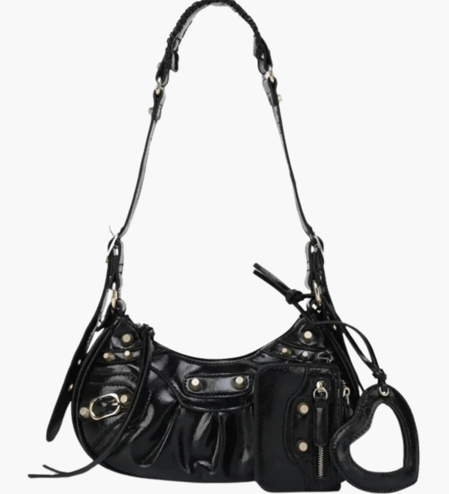 Thalina | Black Studded Shoulder Bag – Edgy & Stylish - in Black | Arvea Bags