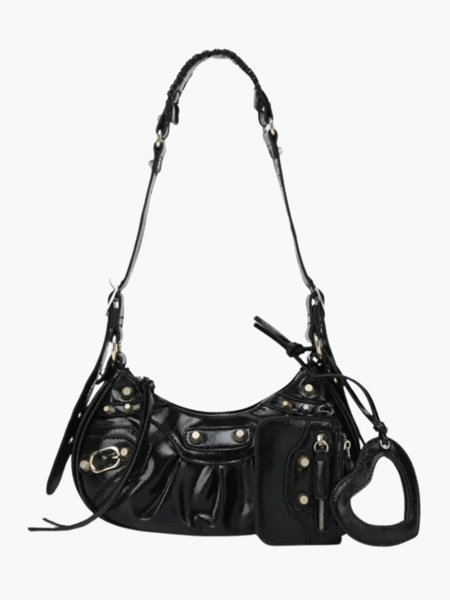 Thalina | Black Studded Shoulder Bag – Edgy & Stylish - in Black | Arvea Bags