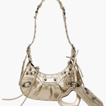 Thalina | Black Studded Shoulder Bag – Edgy & Stylish - in Gold | Arvea Bags