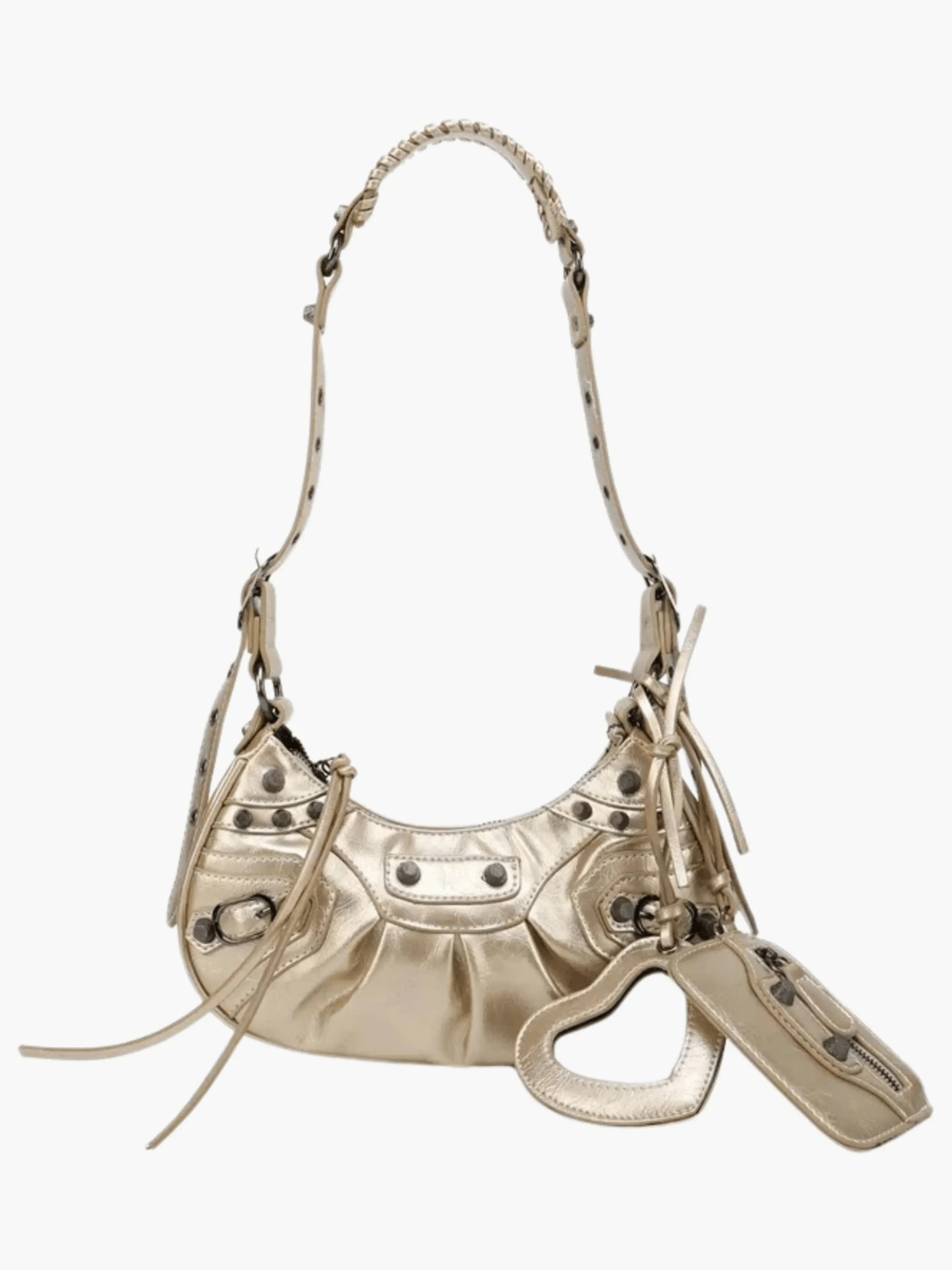 Thalina | Black Studded Shoulder Bag – Edgy & Stylish - in Gold | Arvea Bags