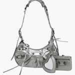 Thalina | Black Studded Shoulder Bag – Edgy & Stylish - in Silver | Arvea Bags