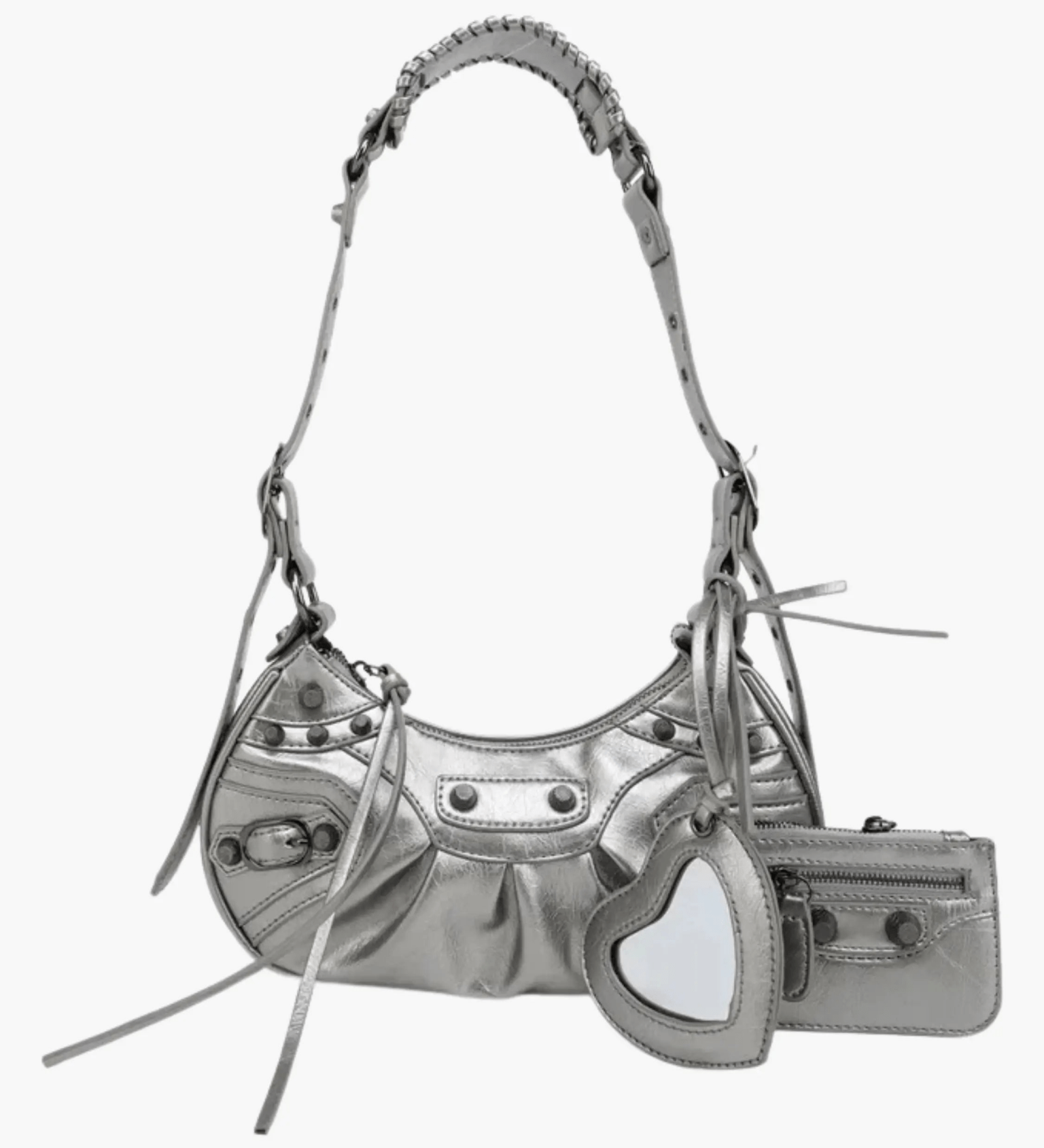Thalina | Black Studded Shoulder Bag – Edgy & Stylish - in Silver | Arvea Bags