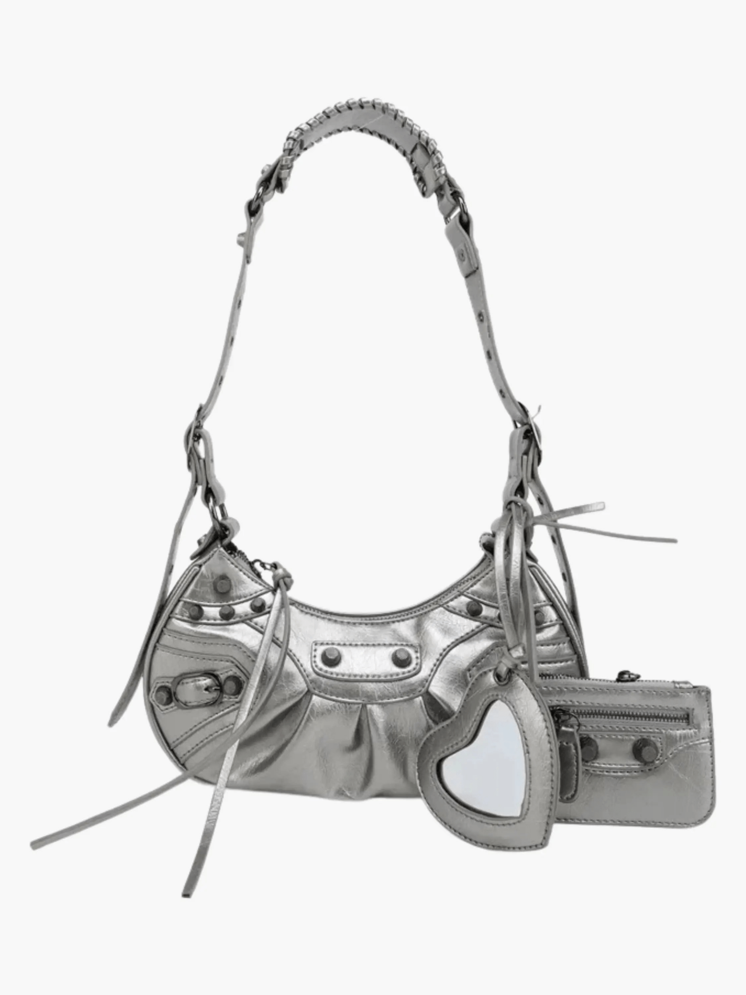 Thalina | Black Studded Shoulder Bag – Edgy & Stylish - in Silver | Arvea Bags