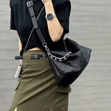 Thessaly | Sage Green Woven Leather Hobo Bag – Chic, Soft & Effortlessly Stylish - in Black | Arvea Bags
