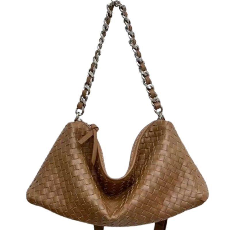 Thessaly | Sage Green Woven Leather Hobo Bag – Chic, Soft & Effortlessly Stylish - in Brown | Arvea Bags