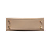 Timeless Trapeze Satchel – Compact Luxury Bag with Top Handle & Lock - in Taupe | Arvea Bags