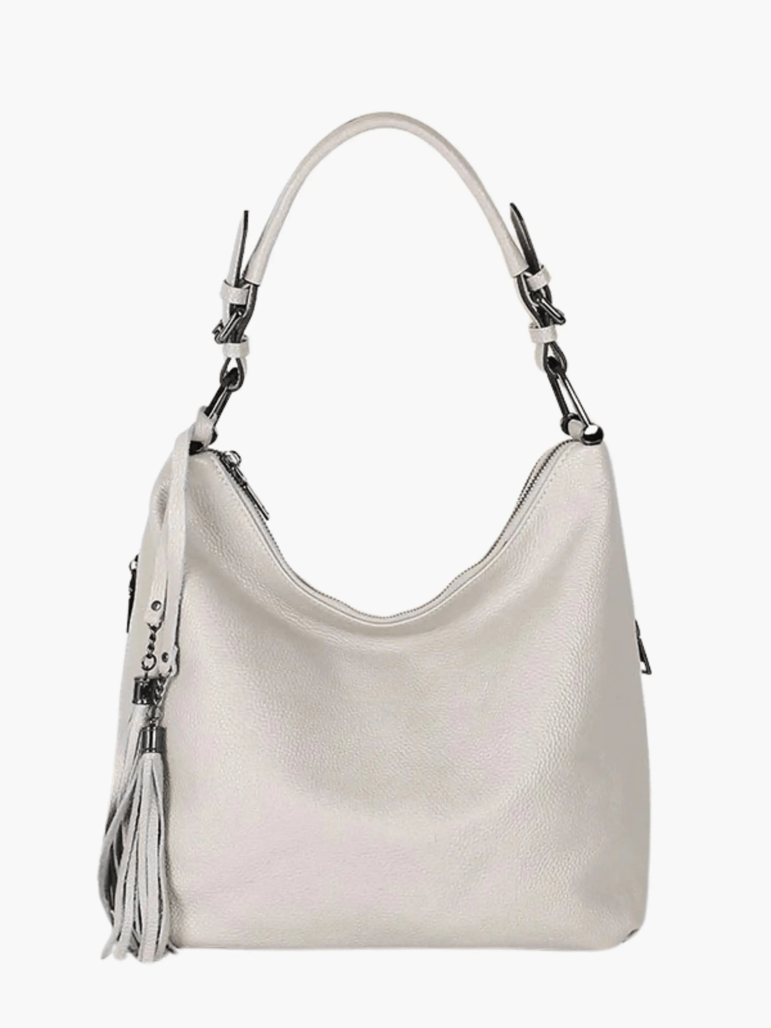 Tivanya | Luxe Red Leather Hobo Bag – Bold & Sophisticated - in Beige | Arvea Bags