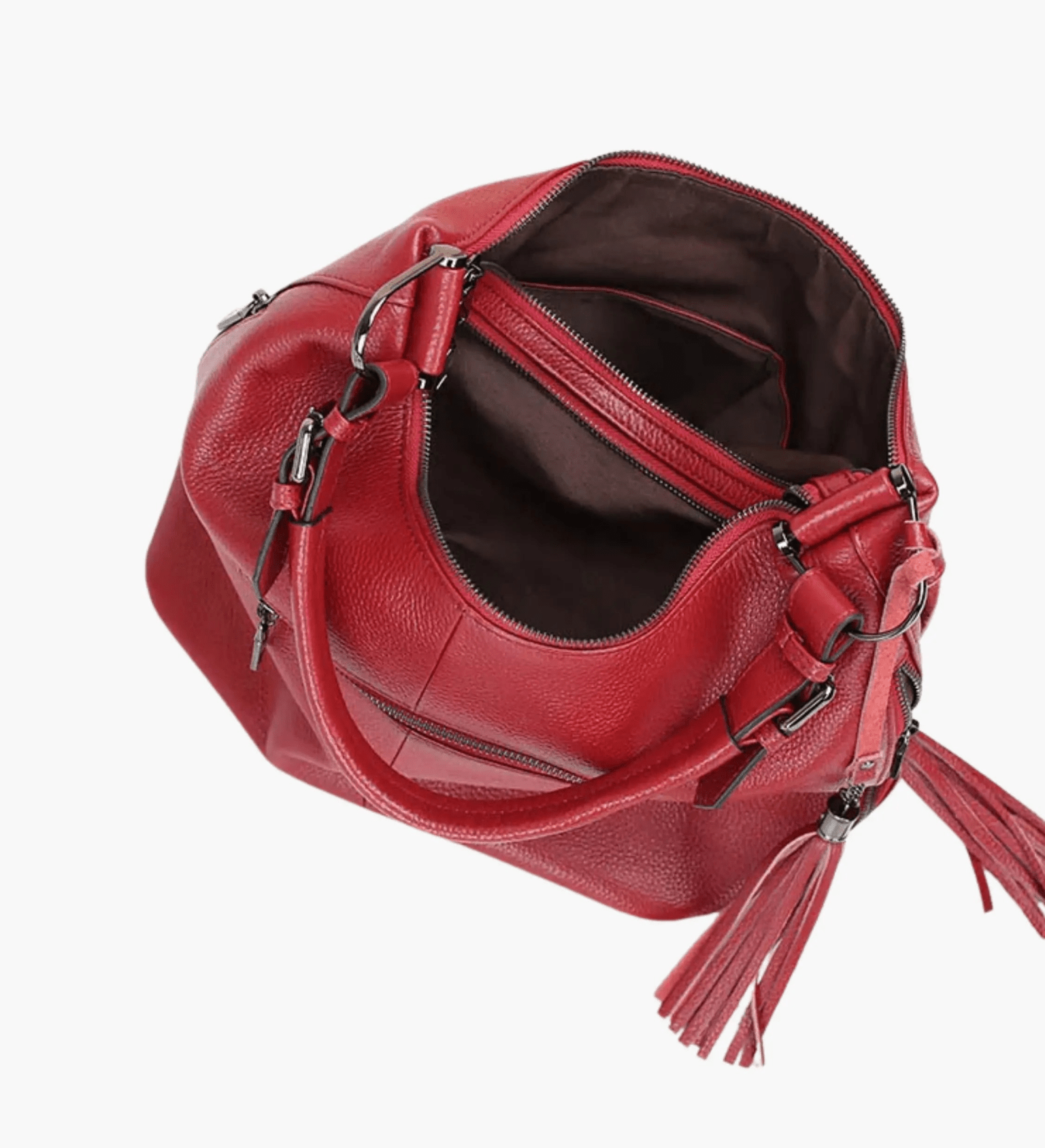 Tivanya | Luxe Red Leather Hobo Bag – Bold & Sophisticated - in Black | Arvea Bags