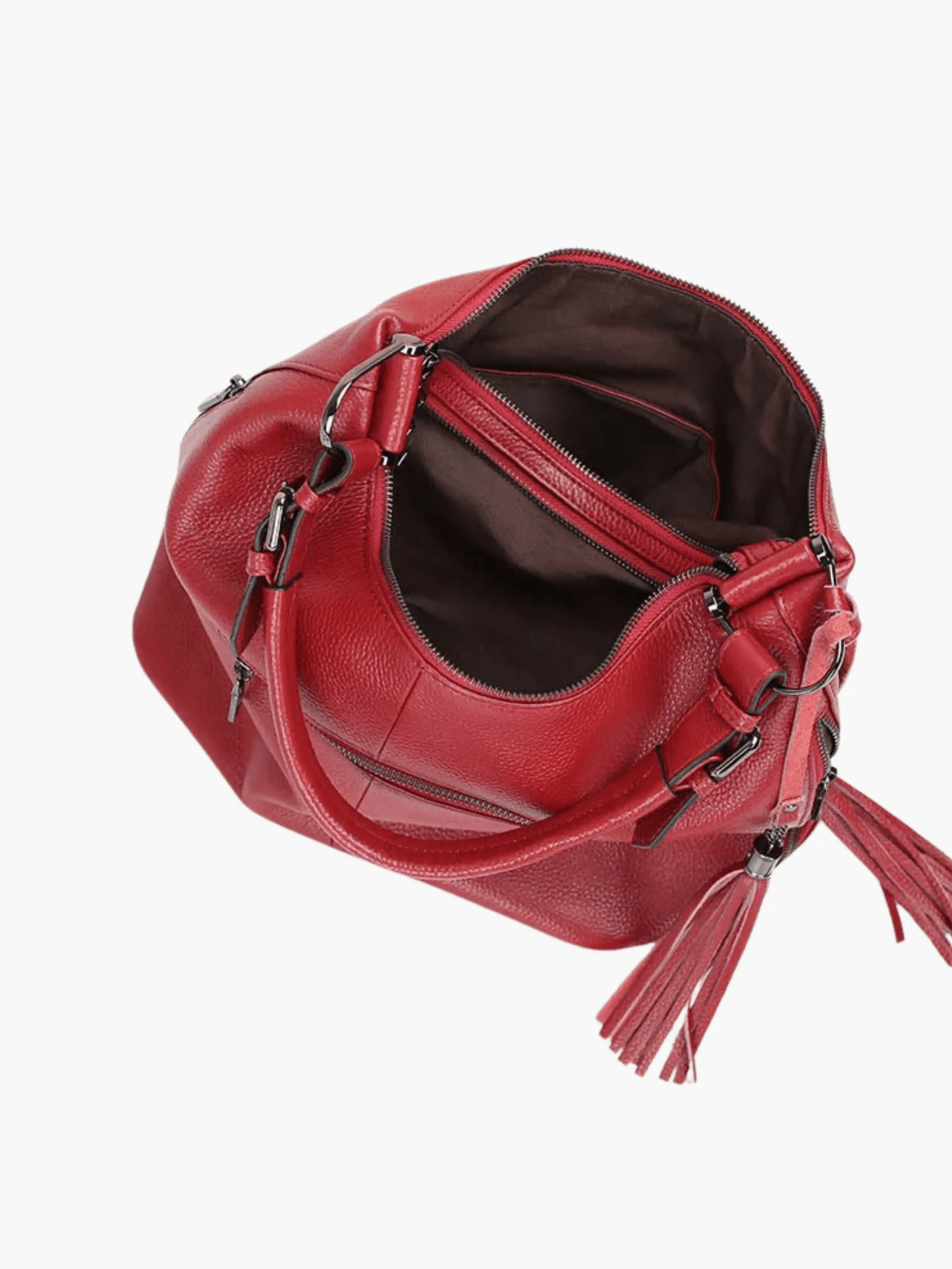 Tivanya | Luxe Red Leather Hobo Bag – Bold & Sophisticated - in Black | Arvea Bags