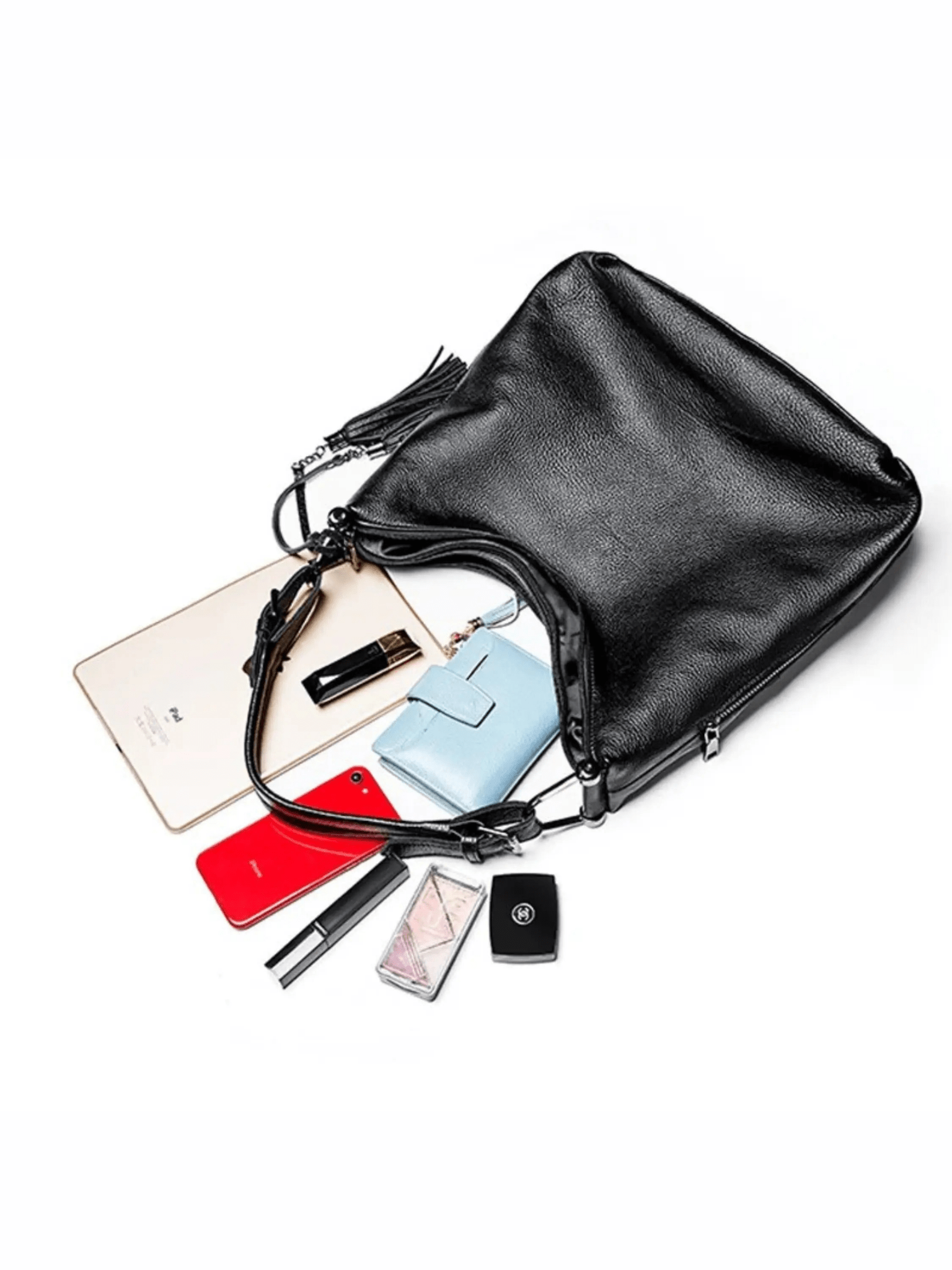 Tivanya | Luxe Red Leather Hobo Bag – Bold & Sophisticated - in Black | Arvea Bags