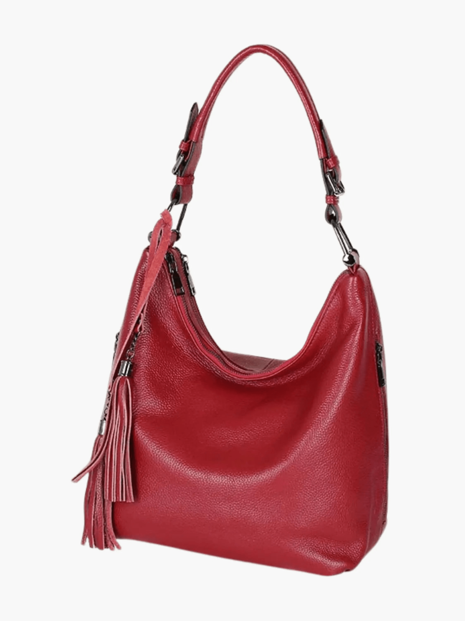 Tivanya | Luxe Red Leather Hobo Bag – Bold & Sophisticated - in Black | Arvea Bags