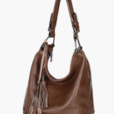 Tivanya | Luxe Red Leather Hobo Bag – Bold & Sophisticated - in Brown | Arvea Bags