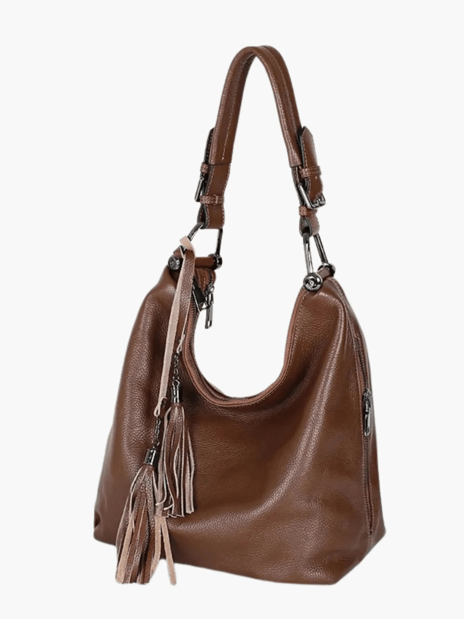 Tivanya | Luxe Red Leather Hobo Bag – Bold & Sophisticated - in Brown | Arvea Bags