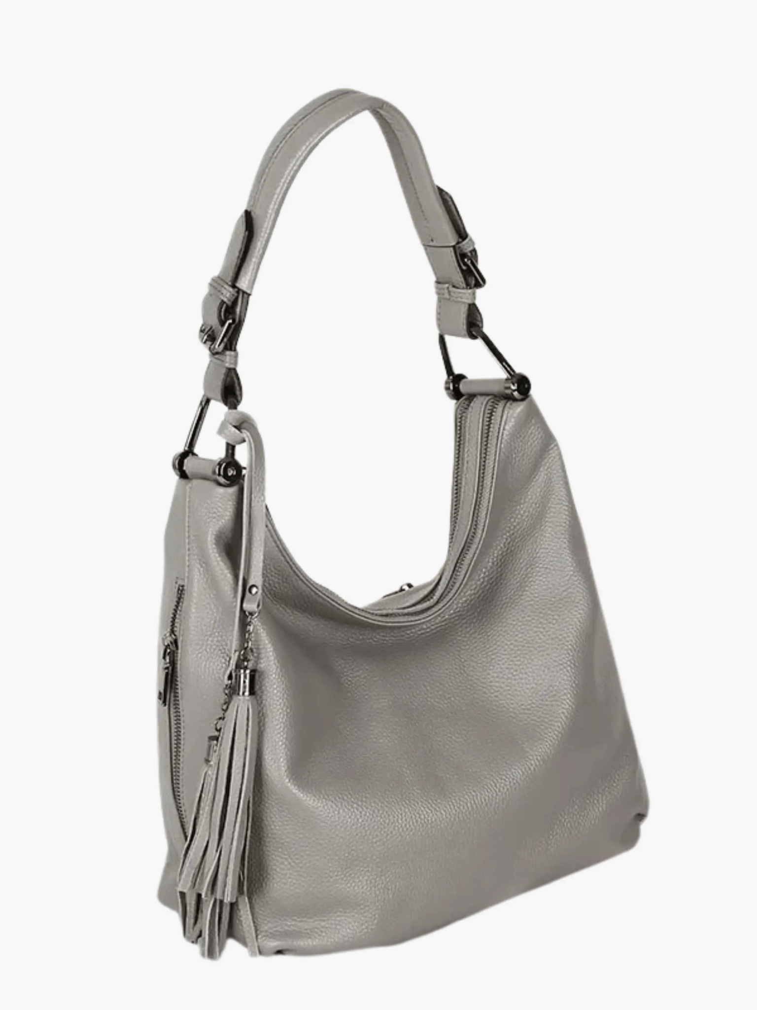 Tivanya | Luxe Red Leather Hobo Bag – Bold & Sophisticated - in Grey | Arvea Bags
