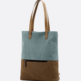 Two - Tone Canvas Tote Bag for Women – Minimalist Everyday Carry - in Cyan | Arvea Bags