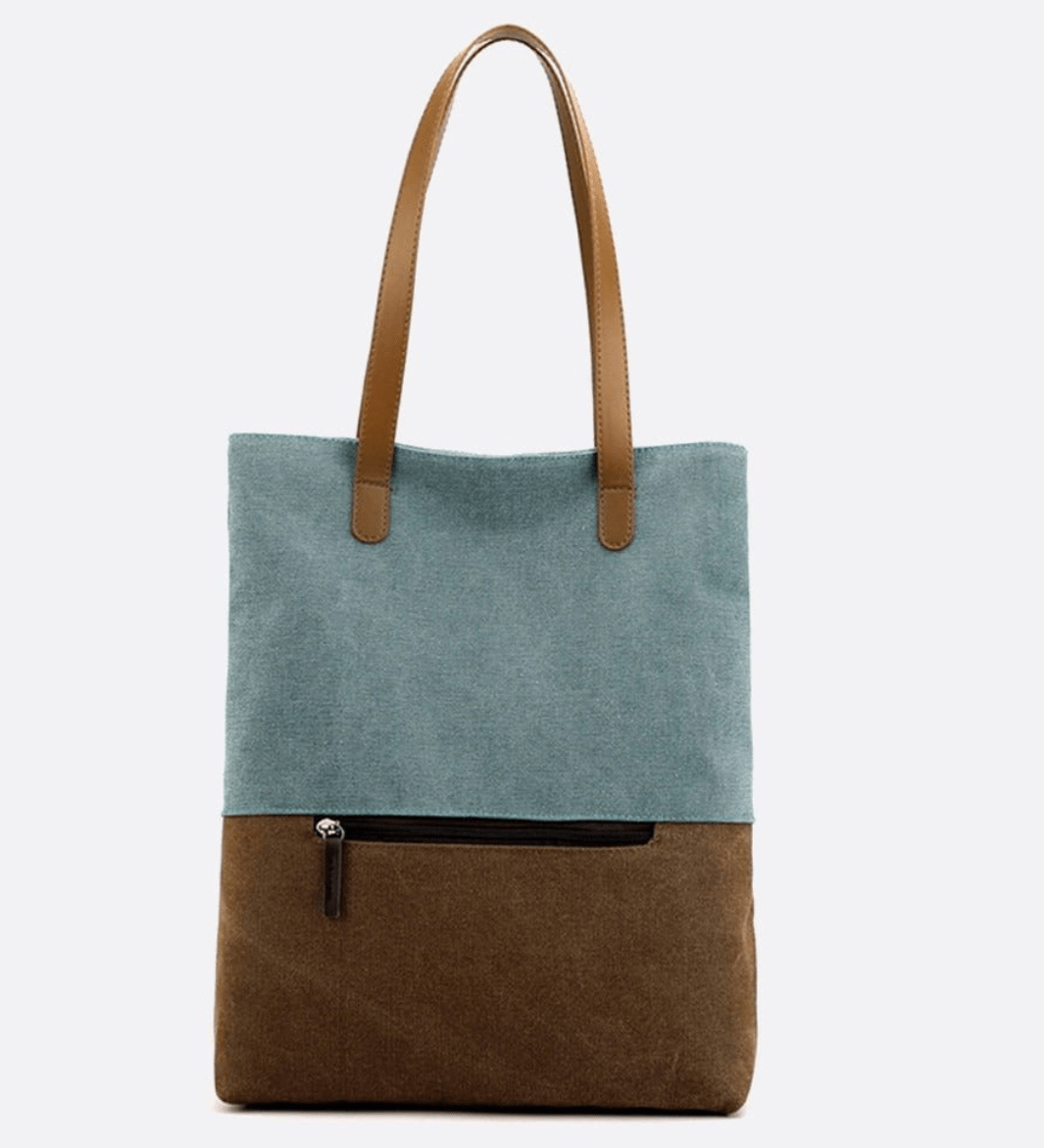 Two - Tone Canvas Tote Bag for Women – Minimalist Everyday Carry - in Cyan | Arvea Bags