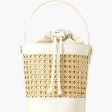 Tzaria | Rattan & Leather Bucket Bag – Boho Chic - in Beige | Arvea Bags