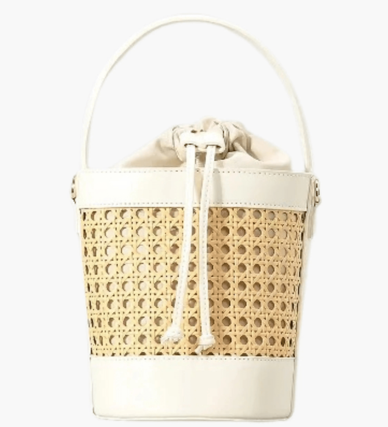 Tzaria | Rattan & Leather Bucket Bag – Boho Chic - in Beige | Arvea Bags