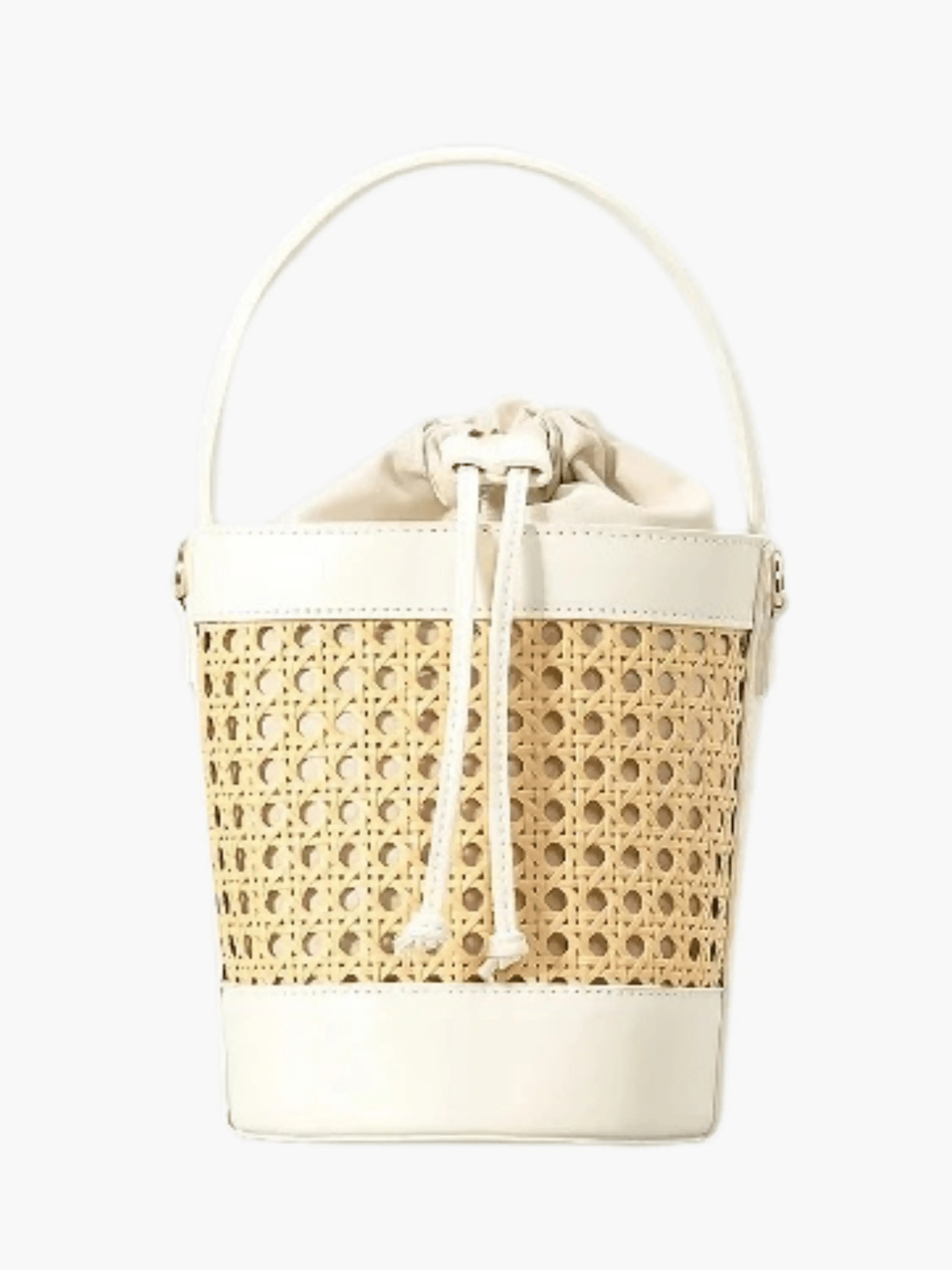 Tzaria | Rattan & Leather Bucket Bag – Boho Chic - in Beige | Arvea Bags