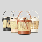 Tzaria | Rattan & Leather Bucket Bag – Boho Chic - in Brown | Arvea Bags
