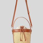 Tzaria | Rattan & Leather Bucket Bag – Boho Chic - in Brown | Arvea Bags
