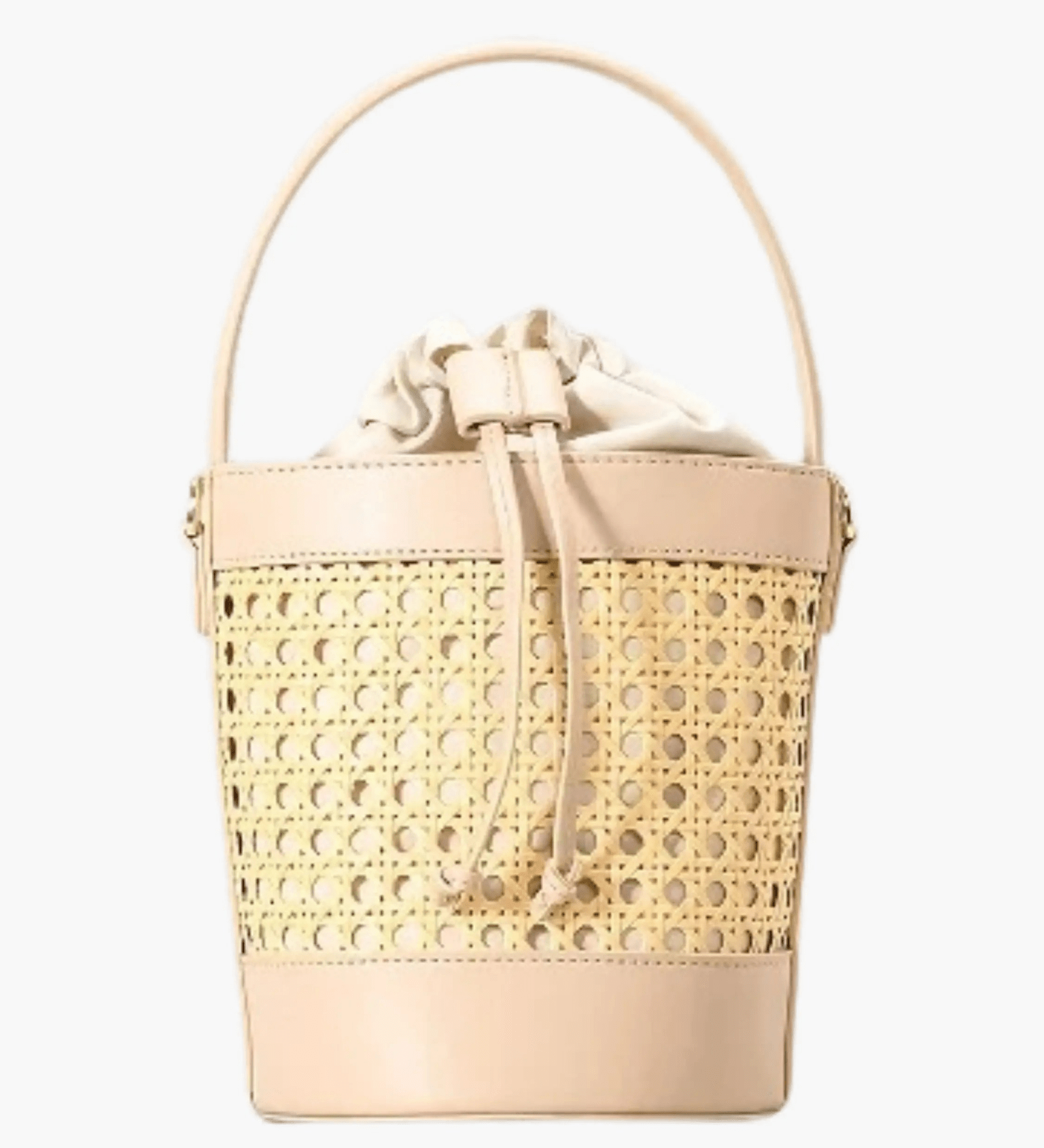 Tzaria | Rattan & Leather Bucket Bag – Boho Chic - in Khaki | Arvea Bags