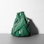 Unique Woven Leather Crossbody Bag – Distinctive Triangle Handle & Bucket Style - in Racing Green | Arvea Bags