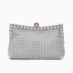 Vaelora | Elegant Silver Rhinestone Clutch – Timeless & Luxurious Design - in Silver | Arvea Bags