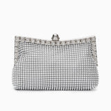 Vaelora | Elegant Silver Rhinestone Clutch – Timeless & Luxurious Design - in Silver | Arvea Bags