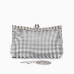 Vaelora | Elegant Silver Rhinestone Clutch – Timeless & Luxurious Design - in Silver | Arvea Bags
