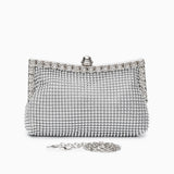Vaelora | Elegant Silver Rhinestone Clutch – Timeless & Luxurious Design - in Silver | Arvea Bags