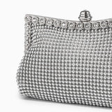 Vaelora | Elegant Silver Rhinestone Clutch – Timeless & Luxurious Design - in Silver | Arvea Bags